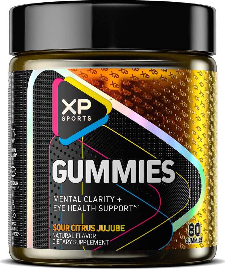 XP Sports Gummies | Enhanced Mental Clarity and Stress Tolerance + Eye Health Support | Formulated for Esports Athletes, Gamers and Biohackers | Sour Citrus Jujube, 80 Gummies (20 Servings)
