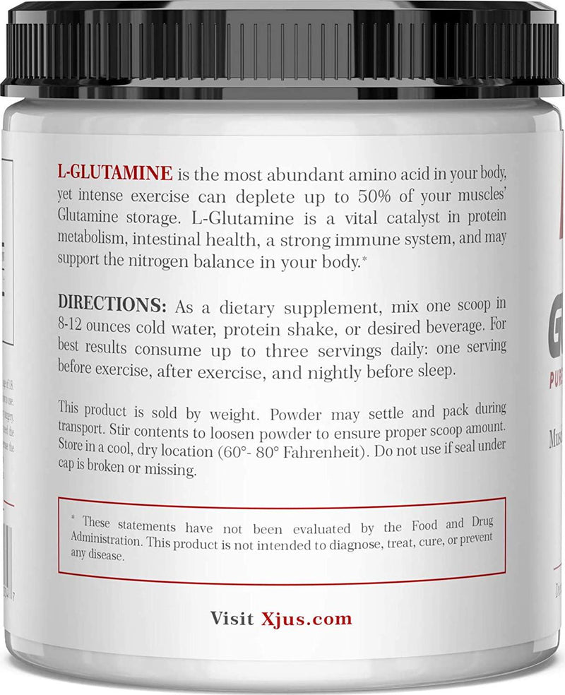 Xjus Micronized L-Glutamine, Maintain Muscle Mass, Supplements Natural Glutamine, GMO Free, Kosher, No Filler Ingredients, 60 Servings