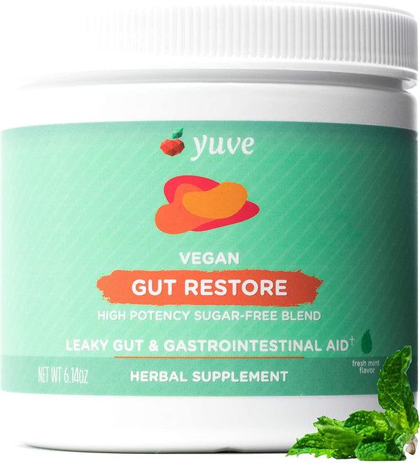 Yuve Gut Health Restore, Vegan and Non-GMO Leaky Gut Repair Supplements, Helps to Relief Bloating, Heartburn, Constipation, Gas and SIBO, with L-Glutamine, Licorice, and Aloe, Pharmaceutical Grade, 30 Servs