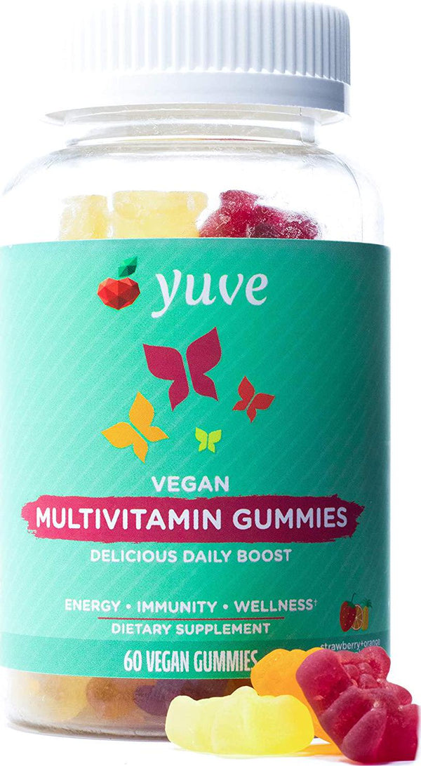 Yuve Vegan Multivitamin Gummies for Men and Women - Daily Energy, Strength, Immunity - Vitamin A, C, B3, B6, B12, Biotin and Zinc - Delicious Chewable Supplement - Non-GMO, Gluten and Gelatin-Free - 60ct
