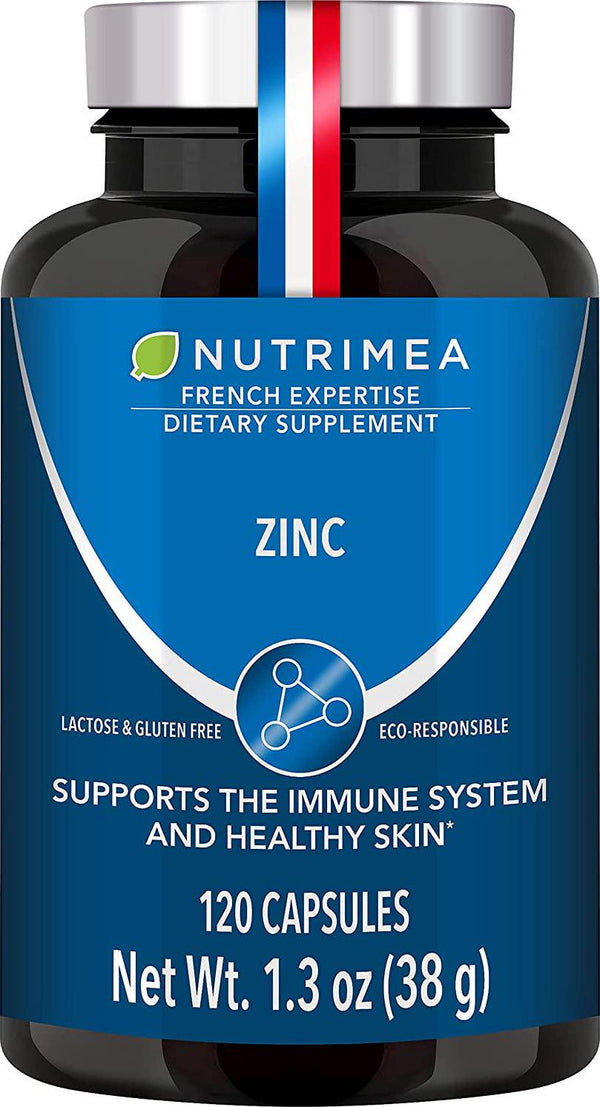 ZINC Citrate - Natural Acne Treatment Solution and Supports Immune Health - Certified Non-GMO - 120 Optimal Absorption, Vegan Capsules to Supplement Diet - French Quality by Nutrimea