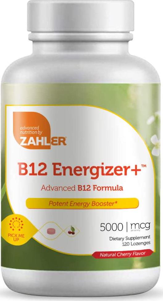 Zahler B12 Energizer, Potent Energy Booster, Vitamin B12 Methylcobalamin, Certified Kosher, 5000 MCG, 120 Natural Cherry Flavor Lozenges