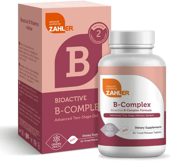 Zahler B Complex, Vitamin B Complex with All 8 Bioactive B Vitamins, Time Release Two Stage Delivery System, Certified Kosher, 60 Tablets