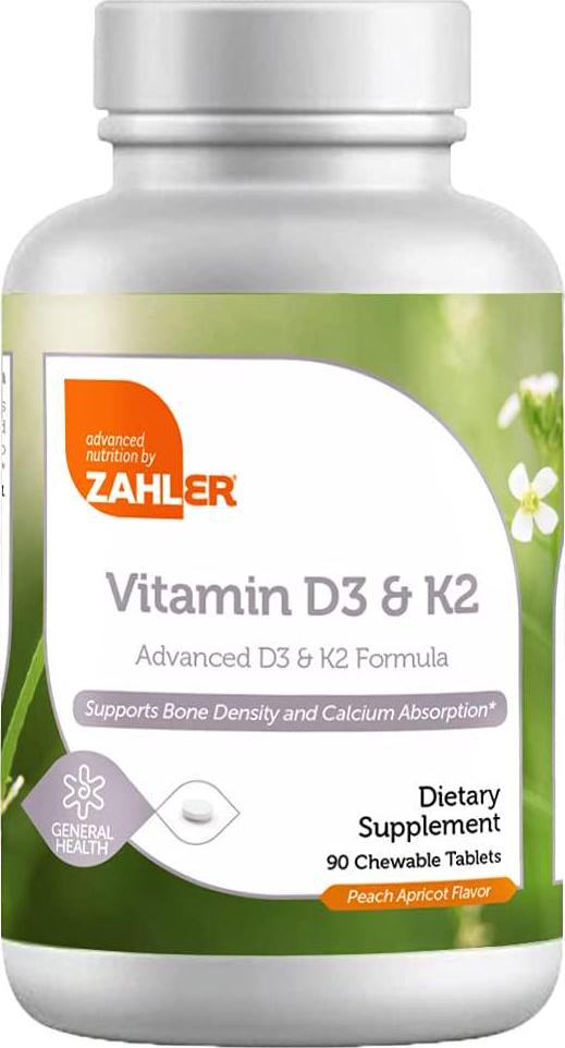 Zahler Chewable Vitamin D3 and K2, Great Tasting Chewable Vitamin D3 with K2 5000IU, Certified Kosher, 90 Chewable Tablets