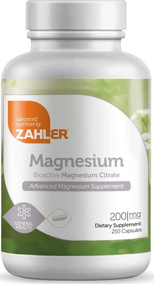 Zahler Magnesium Citrate, All Natural Supplement with Maximum Absorption, Helps Maintain Normal Muscle and Nerve Function, Certified Kosher, 200mg,(250 Count)
