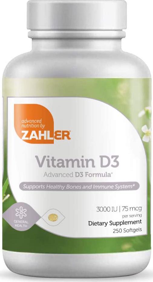 Zahler Vitamin D3 (Cholecalciferol) 3000IU, An All-Natural Supplement Supporting Bone Muscle Teeth and Immune System , #1 Best Top Quality Vitamin D3 with High Absorption, Advanced Formula Targeting Vitamin D Deficiencies, Certified Kosher, 250