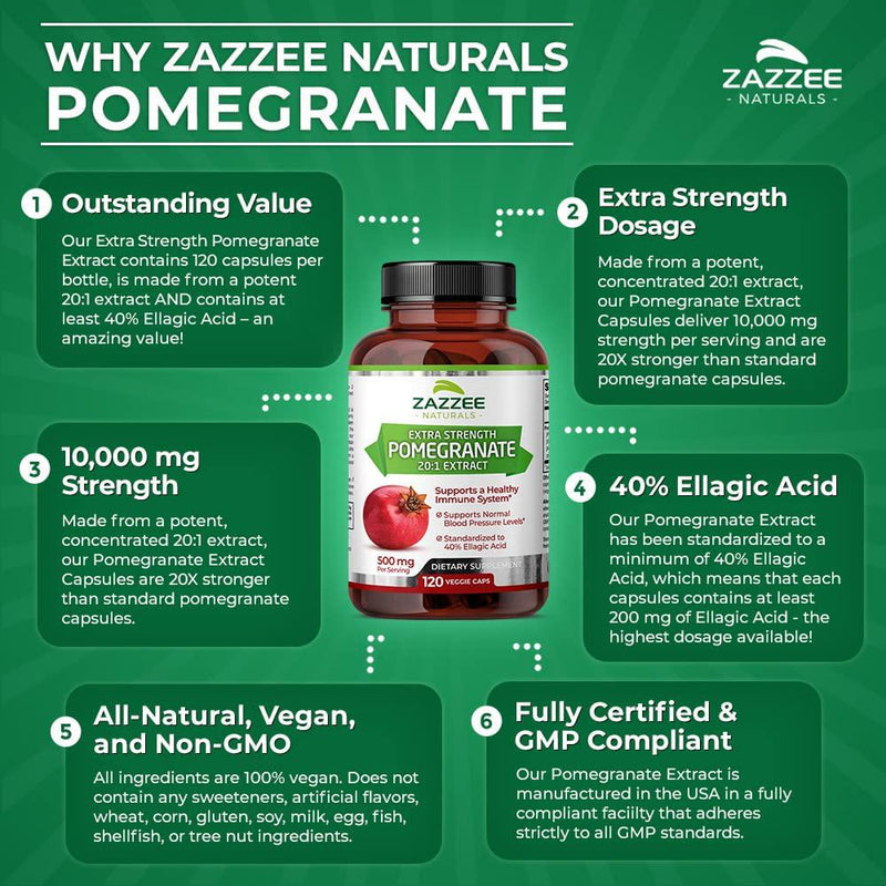 Zazzee Pomegranate, 120 Vegan Capsules