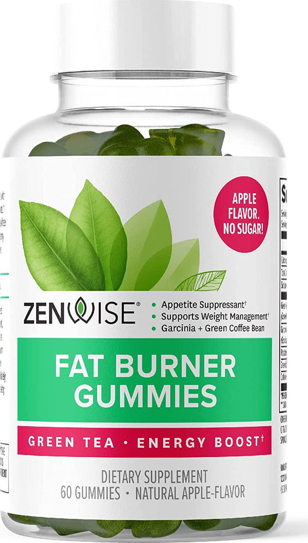 Zenwise Fat Burner Gummies - Appetite Suppressant for Weight Loss with Green Tea Extract and Garcinia Cambogia for Metabolism Plus Green Coffee Bean and Raspberry Ketone - 60 Count Apple Gummies