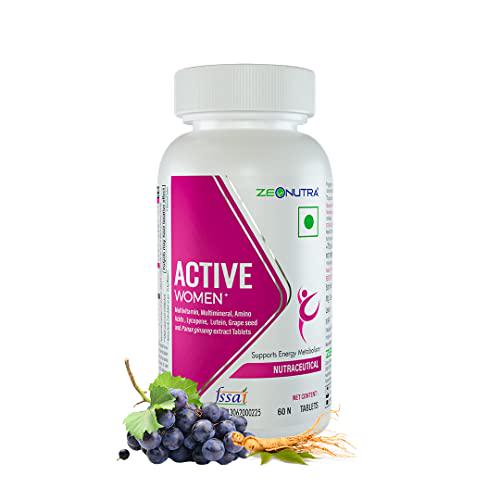 Zeonutra Active Women One Daily Multivitamin and Multimineral Tablets with Panax Ginseng Extract, 36 Minerals, Vitamins, Amino Acids and Herbs Extract Supplement for Women.