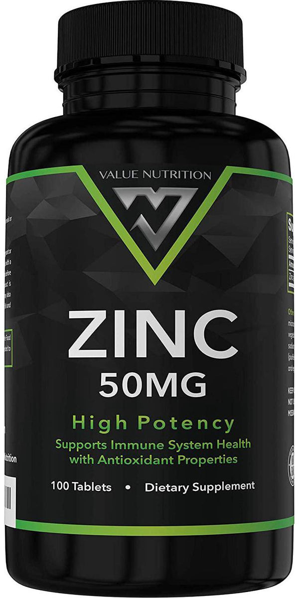 Zinc 50mg Immune Support Supplement - 100 High Potency Tablets (Oxide/Citrate) Supports Immune and Reproductive Health, Skin, Vision, Energy, Cell Growth and DNA Formation with Antioxidant Properties