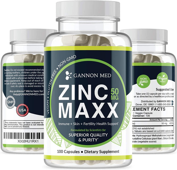 Zinc Maxx - Maximum Zinc Gluconate 50 mg per dose - 100 Day Supply | Immunity + Skin + Fertility Health Support | Professional Grade | Antioxidant and Anti-inflammatory | Vegan Additive Free Non-GMO