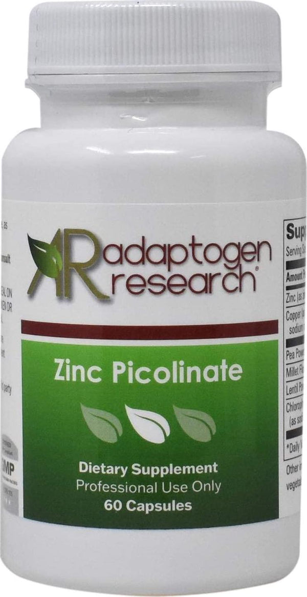 Zinc Picolinate 30 mg | Zinc Supplement for Growth and Immune Function | 60 Capsules | Adaptogen Research