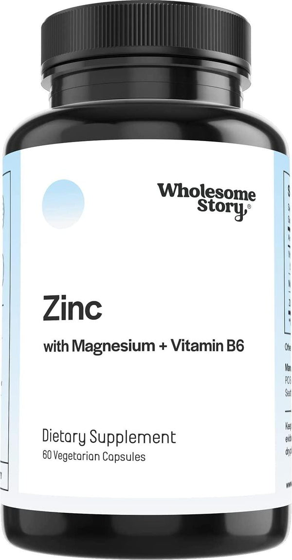 Zinc Picolinate + Magnesium Glycinate + Vitamin B6 by Wholesome Story | 60 Vegetarian Capsules | 30-Day Supply | Support for Immune System, Brain Function, Reproductive Health, Hormonal Balance, PCOS