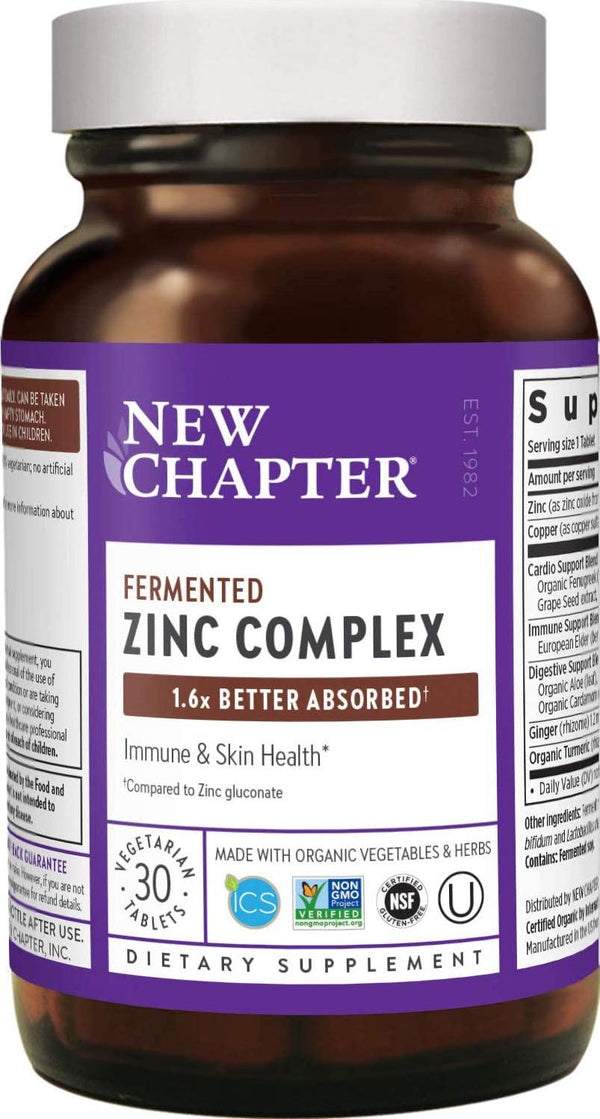Zinc Supplement – New Chapter Zinc Food Complex for Immune Support + Skin Health + Non-GMO Ingredients – 30 ct Vegetarian Capsules