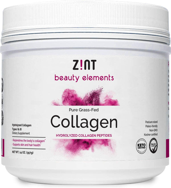 Zint Collagen Peptides Powder (14 Ounce): Hydrolyzed Collagen Protein Powder Beauty Supplement - Skin, Hair, Nails