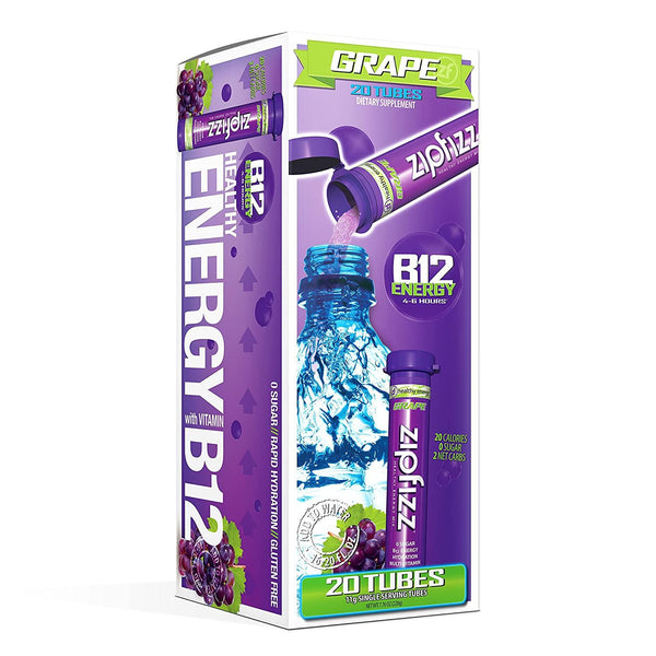 Zipfizz Healthy Energy Drink Mix, Hydration with B12 and Multi Vitamins, Grape, 20 Count