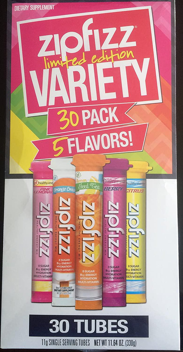 Zipfizz Limited Edition Variety 30 Pack 5 Flavors! Nt Wt 1164 Oz 330G