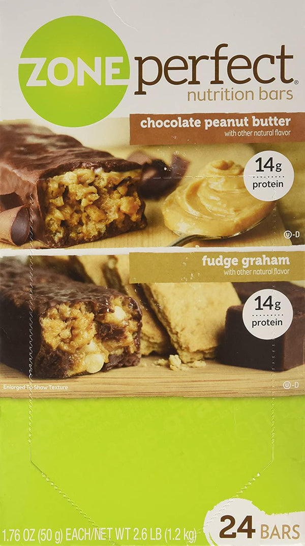 ZonePerfect Nutrition Bars, Fudge Graham/Chocolate Peanut Butter Combo. 1.76 OZ, 24 Bars