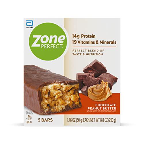 ZonePerfect Protein Bars, 19 vitamins and minerals, 14g protein, Nutritious Snack Bar, Chocolate Peanut Butter, 5 Count