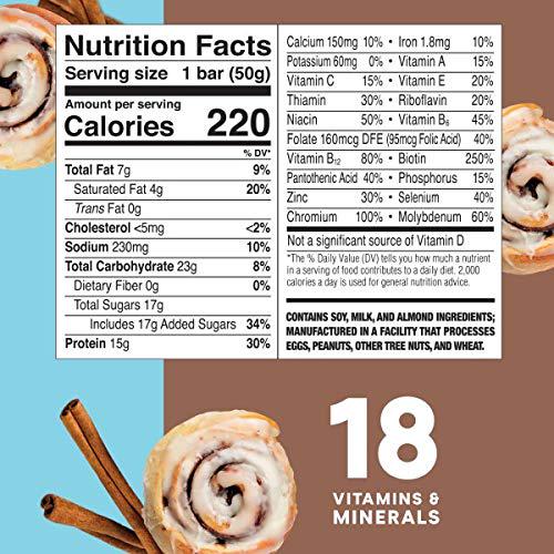 ZonePerfect Protein Bars, 18 vitamins and minerals, 15g protein, Nutritious Snack Bar, Cinnamon Roll, 36 Count
