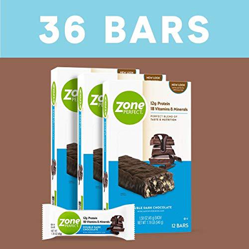 ZonePerfect Protein Bars, Double Dark Chocolate, 12g of Protein, Nutrition Bars With Vitamins and Minerals, Great Taste Guaranteed, 36 Count