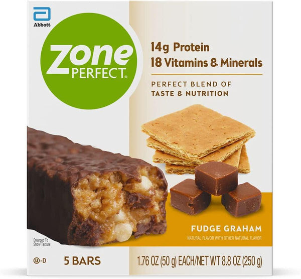 ZonePerfect Protein Bars, 18 vitamins and minerals, 14g protein, Nutritious Snack Bar, Fudge Graham, 5 Count