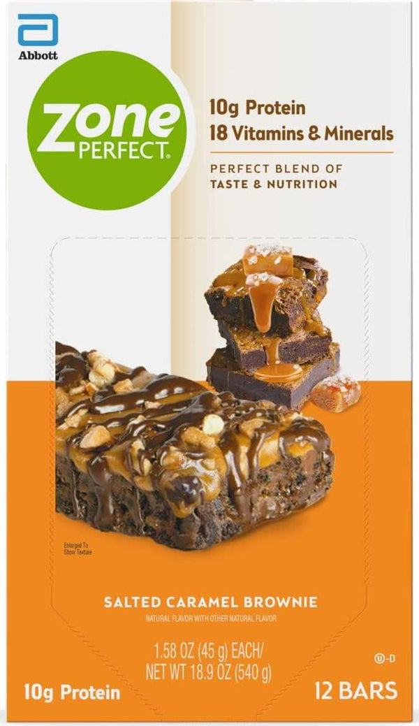 ZonePerfect Protein Bars, Salted Caramel Brownie, 10g of Protein, Nutrition Bars with Vitamins and Minerals, Great Taste Guaranteed, 36 Bars
