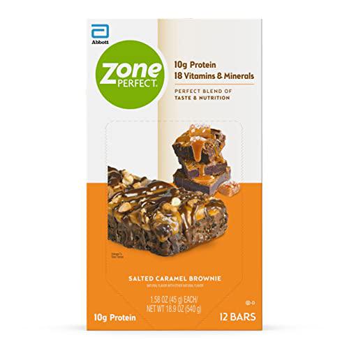 ZonePerfect Protein Bars, 18 vitamins and minerals, 10g protein, Nutritious Snack Bar, Salted Caramel Brownie, 36 Count