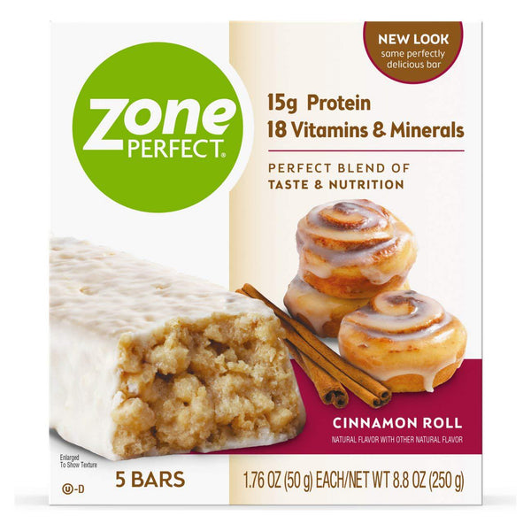 Zone Perfect Nutrition Bar, Cinnamon Roll, 5 Count [Pack of 3]