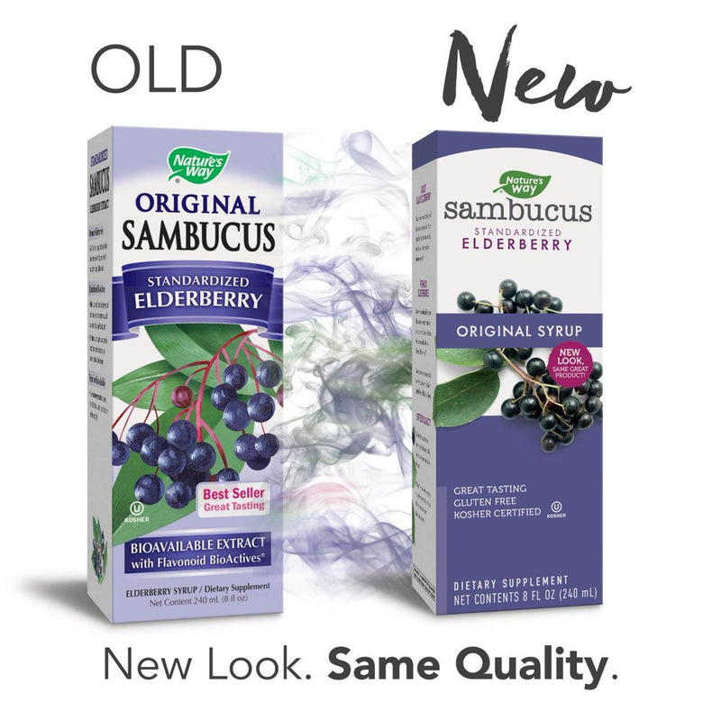 Nature'S Way Original Sambucus Elderberry Syrup, Herbal Supplements, Gluten Free, Vegetarian, 8 Ounce (Packaging May Vary)