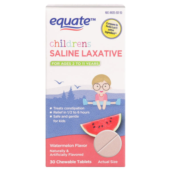 Equate Children'S Saline Laxative for Bowel Issues, Chewable Tablets, Watermelon Flavor, over the Counter, 30 Count