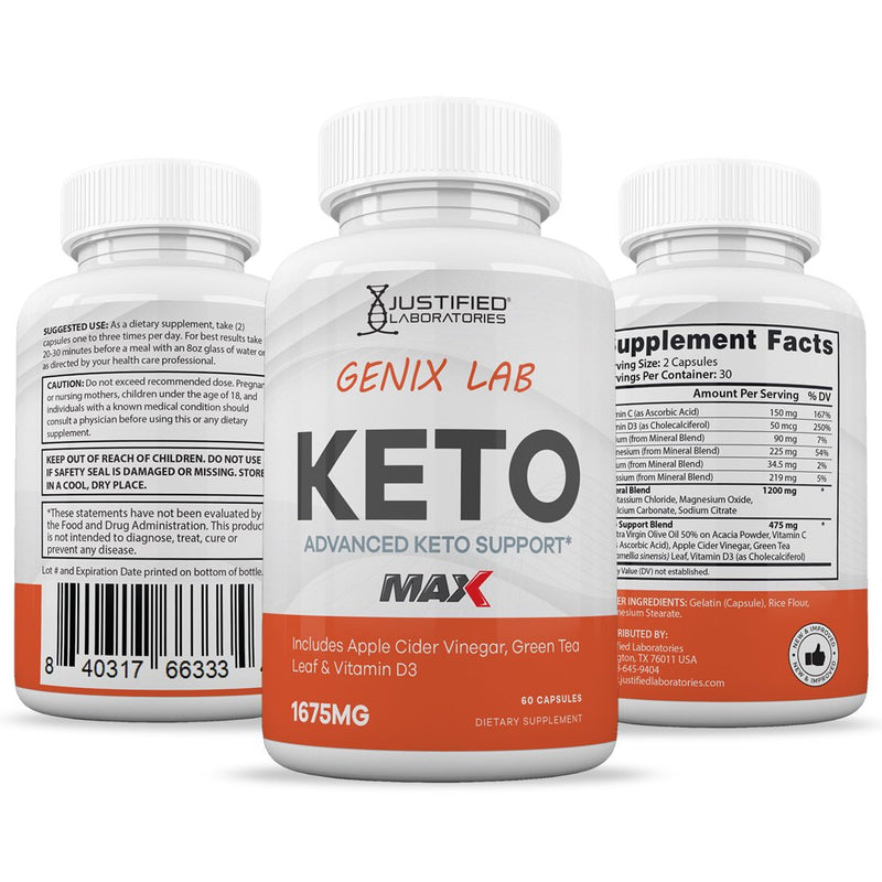 (10 Pack) Genix Lab Keto ACV MAX Pills 1675Mg Alternative to Gummies Dietary Supplement 600 Capsules