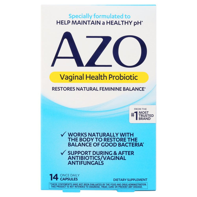 AZO Vaginal Health Probiotic Supplement Capsules for Female Balance, 14 Ct