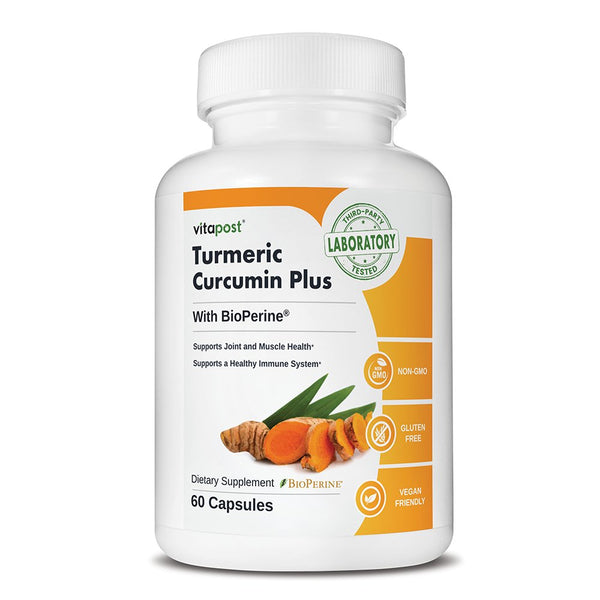 Vitapost Turmeric Curcumin plus Supplement for Joint, Muscle, Immune System Support - 60 Capsules