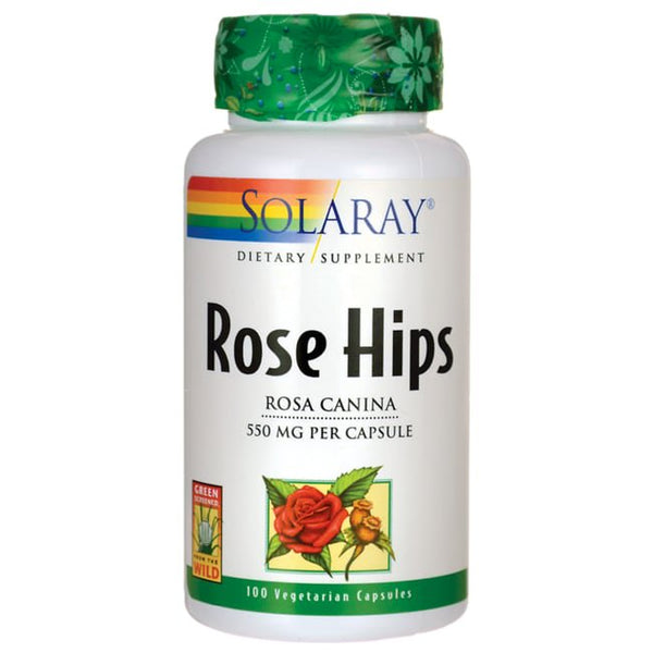 Solaray Rose Hips Fruit 550Mg | Healthy Skin, Joints & Immune Function Support | Source of Vitamin C & Bioflavonoids | Non-Gmo & Vegan | 100 Vegcaps