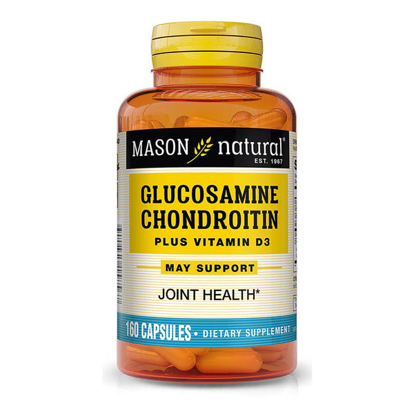 Mason Natural Glucosamine Chondroitin plus Vitamin D3 - Supports Joint and Bone Health, Improved Mobility and Flexibility, 160 Capsules