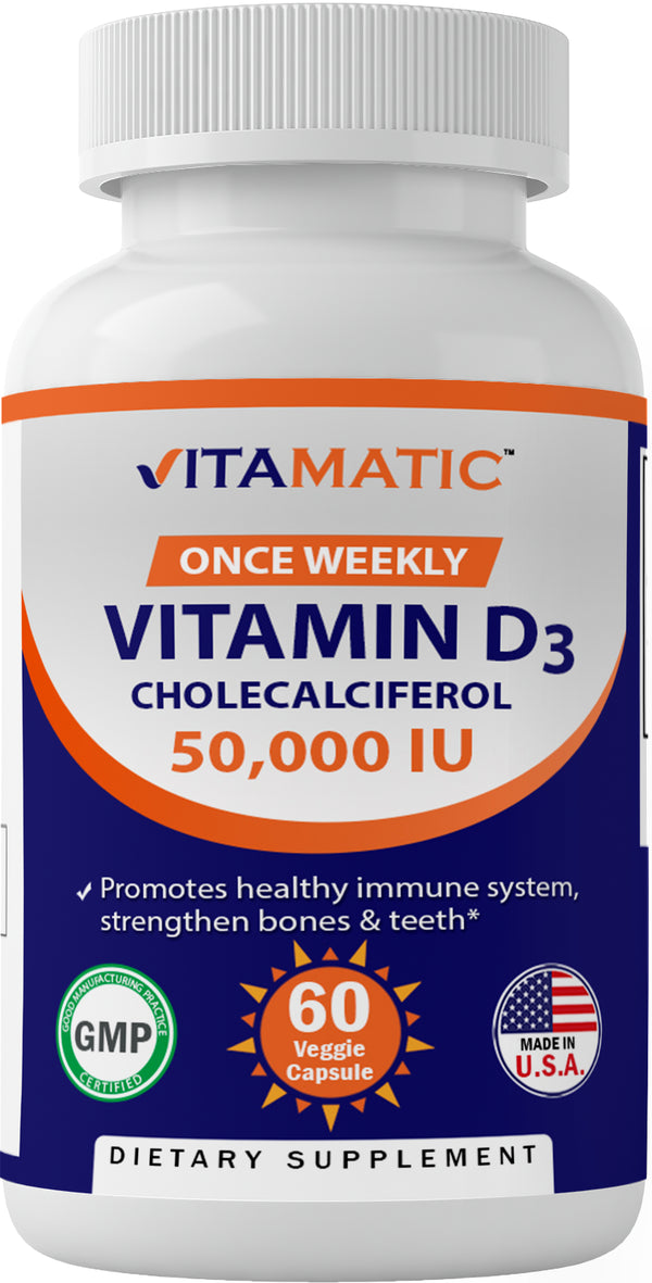 Vitamatic Vitamin D3 50,000 IU Weekly Dose 60 Veggie Capsules