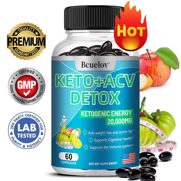 Bcuelov Keto+Acv Detox Softgels Advanced Cleansing Extract – 20,000 Mg Natural Apple Cider Vinegar Colon Cleanser Formula