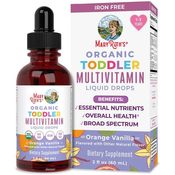 Maryruth'S USDA Organic Multivitamin Liquid Drops for Kids 1-3 | Iron-Free | Orange Vanilla Flavor | Vegan, Non-Gmo | 2 Fl Oz / 60 Ml
