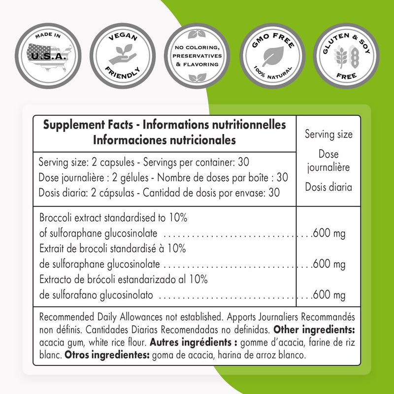 Supersmart - Broccoli Sulforaphane Supplement 600 Mg per Day (Broccoli Sprouts) - Liver Health - Immune Support | Non-Gmo & Gluten Free - 60 Vegetarian Capsules