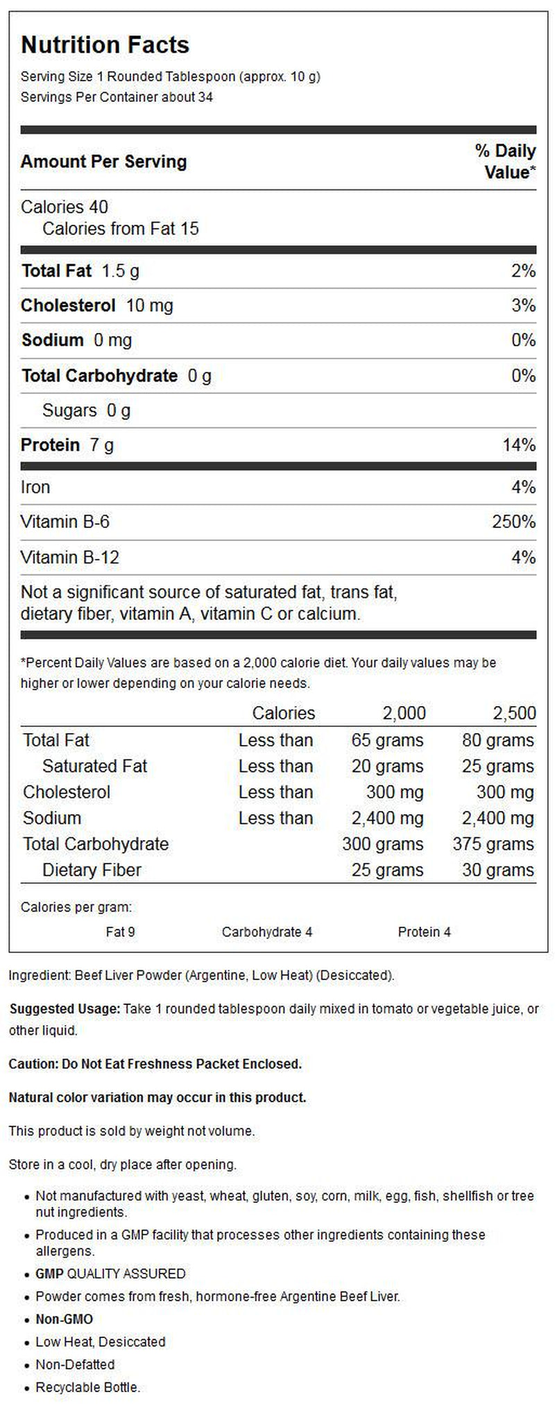 NOW Supplements, Liver Powder Derived from Fresh, Hormone-Free Argentine Beef Liver, 12-Ounce