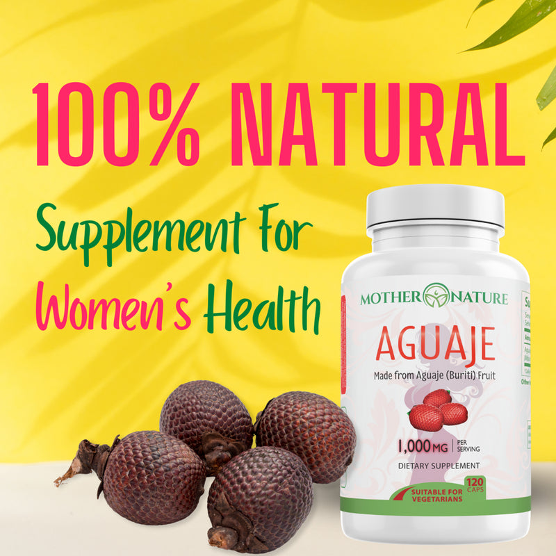 Aguaje 1000Mg Capsules - Pure Aguaje Fruit Extract Powder for Natural Curves, Gluteosy Senos Enlargement | Women'S Health and Enhance Feminine Shape Naturally | 120 Vegan Capsules