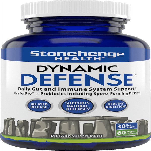 Stonehenge Health Dynamic Defense - Probiotic Booster with Preforpro - Improves & Promotes Healthy Gut & Immune System Health - Non-Gmo Gluten Free Veggie Caps - 1 Month Supply per Bottle (1 Pack)