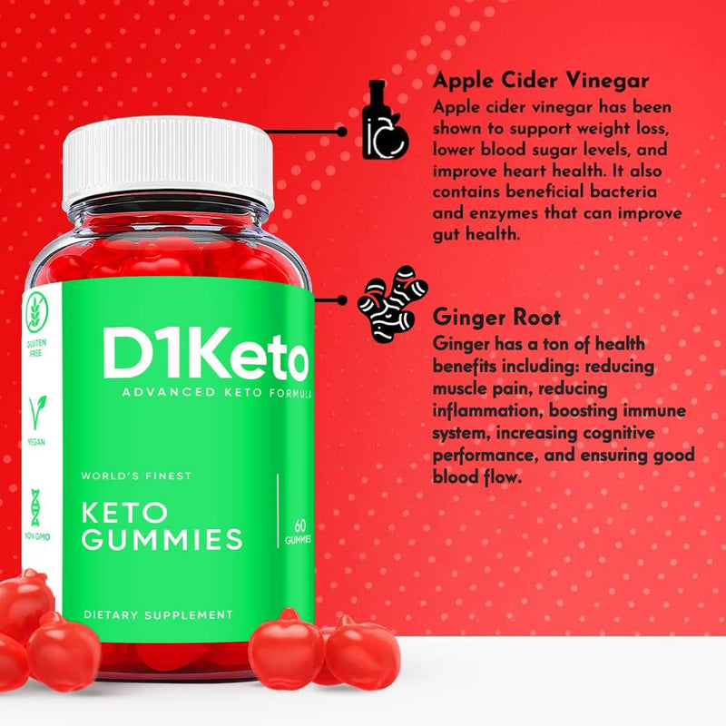 (1 Pack) D1 Keto ACV Gummies - Supplement for Weight Loss - Energy & Focus Boosting Dietary Supplements for Weight Management & Metabolism - Fat Burn - 60 Gummies