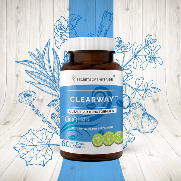Clearway 60 Capsules, 500 Mg, Licorice, Chaparral, Ginger, Thyme, Sage, Peppermint. Clear Breathing Formula