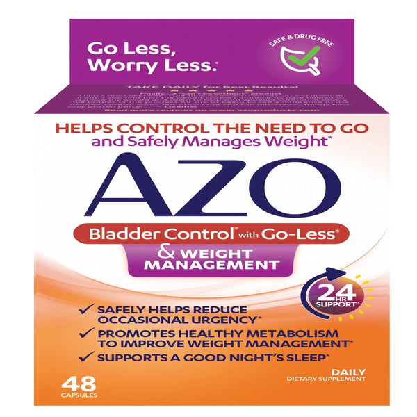 AZO Bladder Control and Weight Management Dietary Supplement, Reduces Occasional Urgency* and Promotes Healthy Metabolism*, 48 Capsules