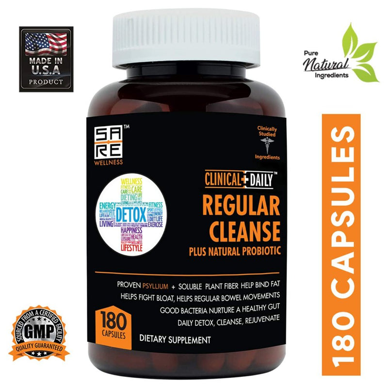Clinical Daily Colon Cleanse Detox Supplement with Probiotics Glucomannan Bentonite Clay 90 Capsules