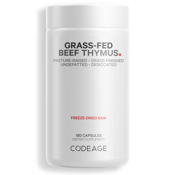 Grass-Fed Beef Thymus, Freeze-Dried, Non-Defatted, Desiccated Glandular Supplement, Non-Gmo, 180 Ct