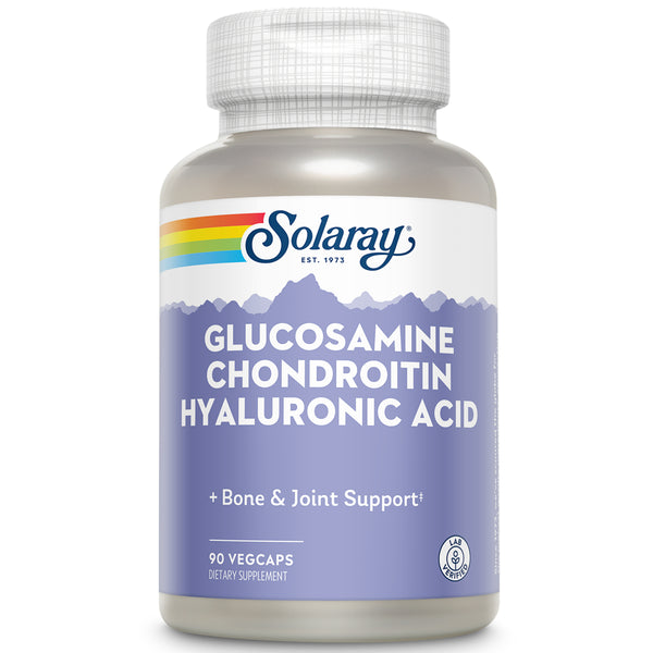 Solaray Glucosamine Chondroitin Hyaluronic Acid | Healthy Joint Comfort & Mobility with Vitamin C | 30 Serv, 90 Vegcaps