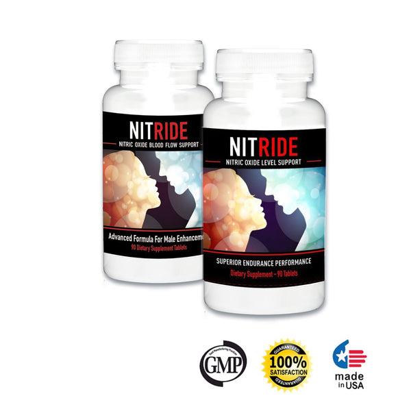 Nitride Premium Nitric Oxide Booster for Increased Blood Flow, Stamina, Stimulate Libido & Ability, 180 Tabs - 2 Bottles